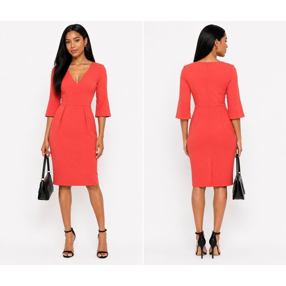 Black Halo Adrienne Women Pink Coral Office Business Wear to Work Sheath Dress 2